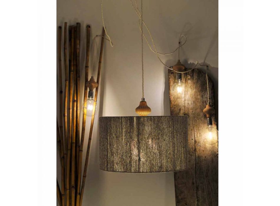 Moderna luminária de 4 luzes com parte de madeira de Bois Viadurini