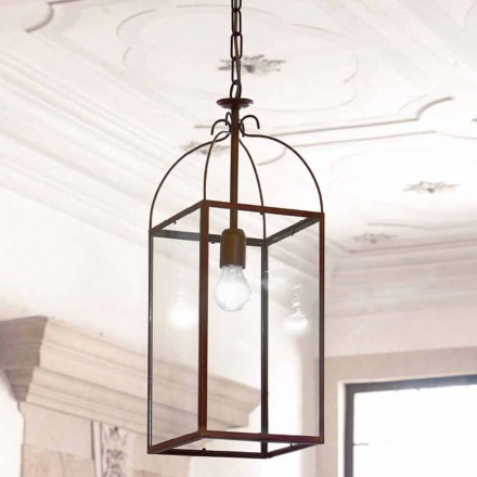 Pendente quadrado com 1 latão e vidro claro Aida Viadurini