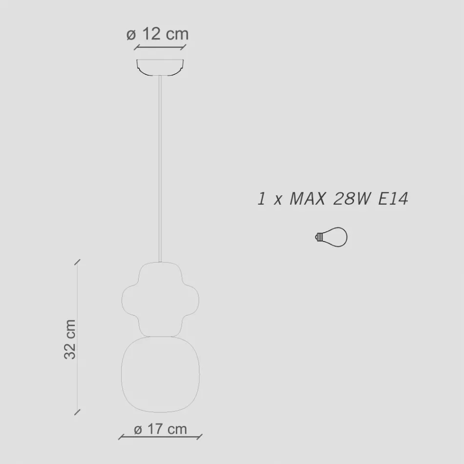 Luminária Suspensa em Cerâmica e Vidro Fabricada na Itália - Cappocabana Viadurini