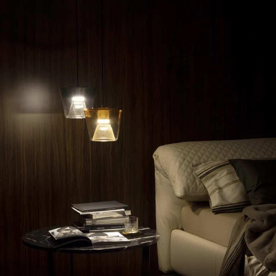 Candeeiro de suspensão em metal e vidro Fabricado em Itália - Think Viadurini