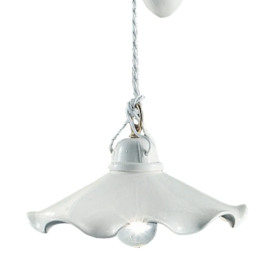 Lâmpada de Suspensão Ups and Down em Cerâmica Brilhante Ondulada - Belluno Viadurini