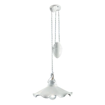 Lâmpada de Suspensão Ups and Down em Cerâmica Brilhante Ondulada - Belluno Viadurini