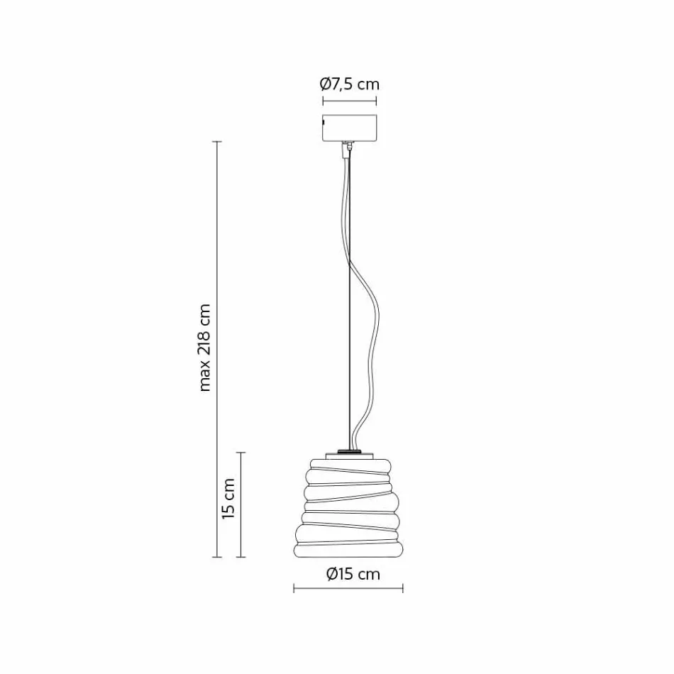 Lâmpada suspensa da sala de estar em vidro acetinado branco 3 dimensões - Suave Viadurini