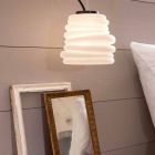 Lâmpada suspensa da sala de estar em vidro acetinado branco 3 dimensões - Suave Viadurini