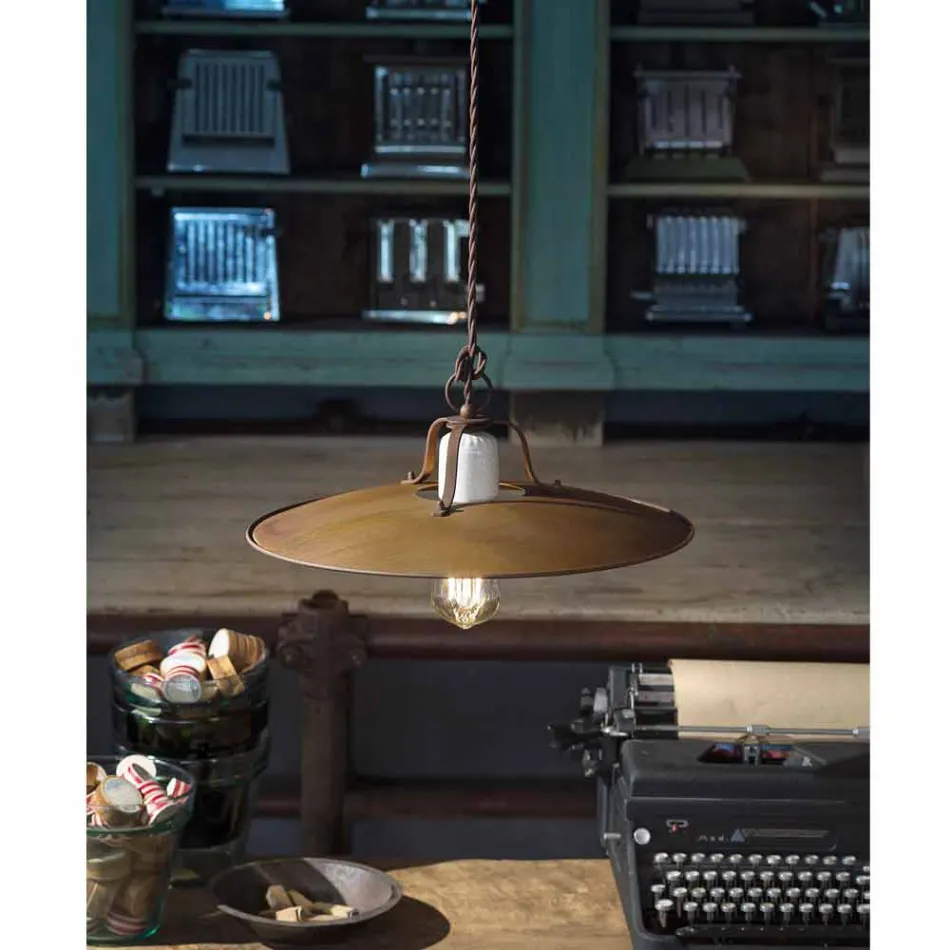 Lâmpada de suspensão Ferroluce artesanato estilo industrial Viadurini