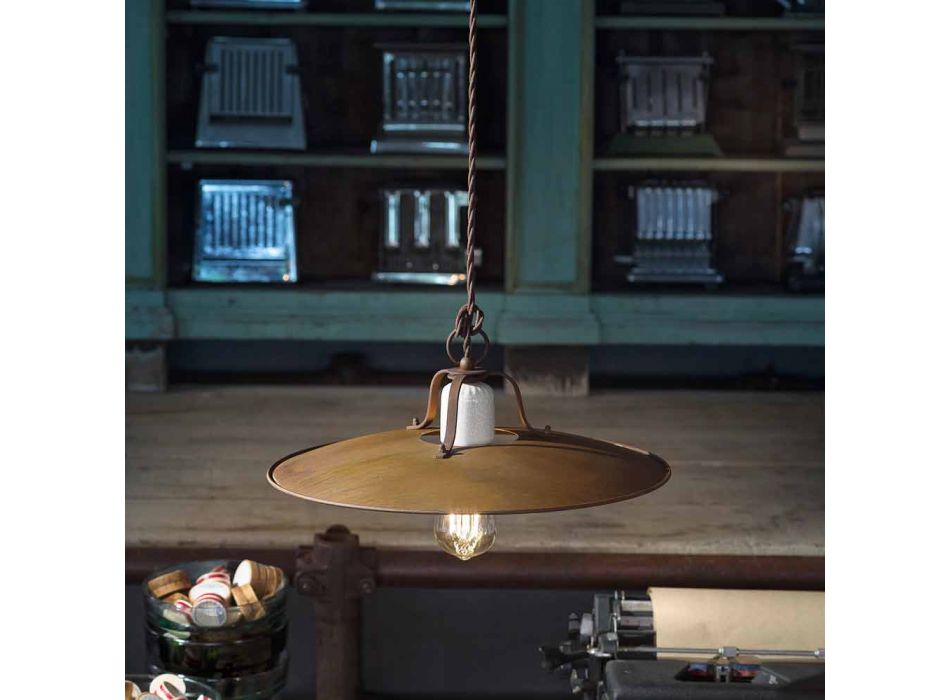 Lâmpada de suspensão Ferroluce artesanato estilo industrial Viadurini