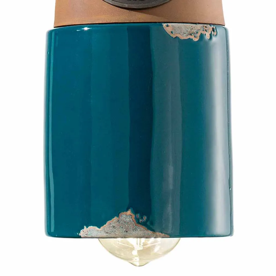 Lâmpada de suspensão estilo industrial de cerâmica e ferro Stephanie Viadurini