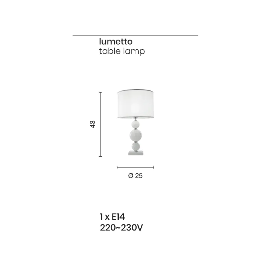 Candeeiro de Apoio Clássico em Vidro Artesanal Italiano e Metal - Memore Viadurini