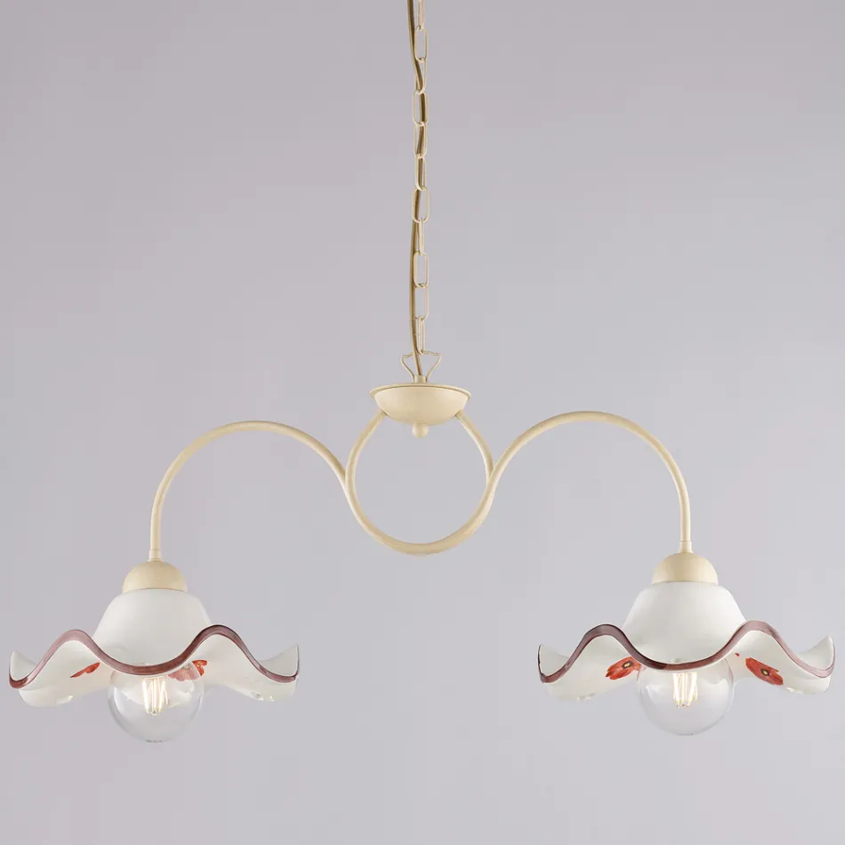 Luminária artesanal de vidro e metal, fabricada na Itália, para sala de estar e quarto - Merope Viadurini