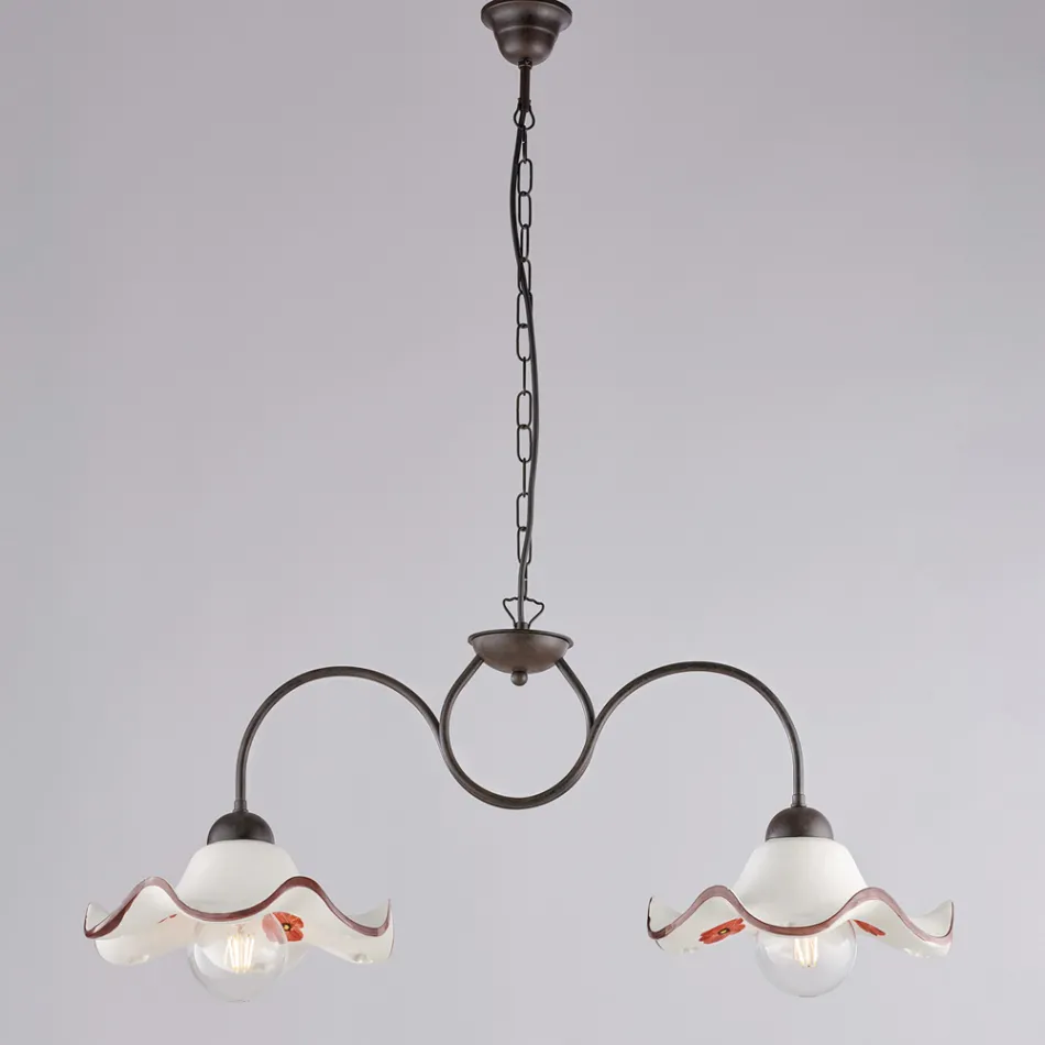 Luminária artesanal de vidro e metal, fabricada na Itália, para sala de estar e quarto - Merope Viadurini