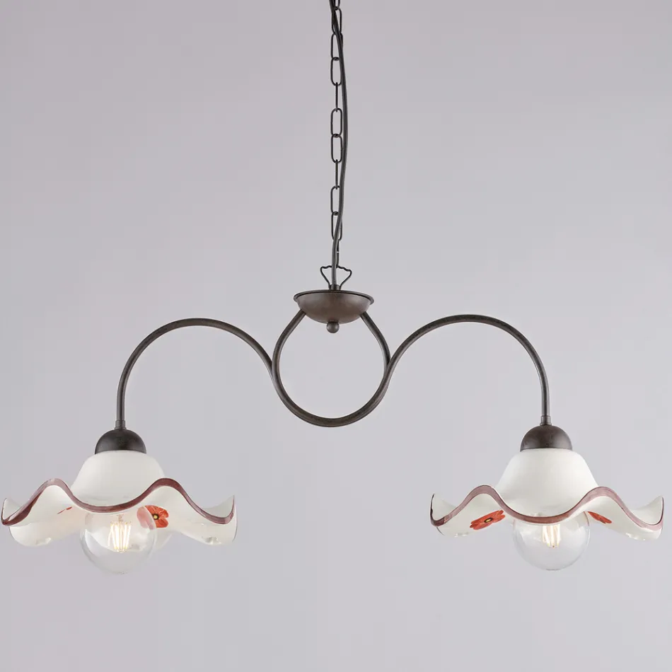 Luminária artesanal de vidro e metal, fabricada na Itália, para sala de estar e quarto - Merope Viadurini