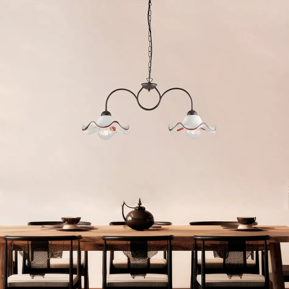 Luminária artesanal de vidro e metal, fabricada na Itália, para sala de estar e quarto - Merope Viadurini