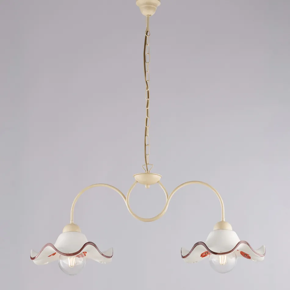 Luminária artesanal de vidro e metal, fabricada na Itália, para sala de estar e quarto - Merope Viadurini