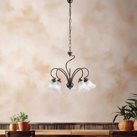 Luminária artesanal em vidro e metal para espaços sofisticados – Cometa Viadurini