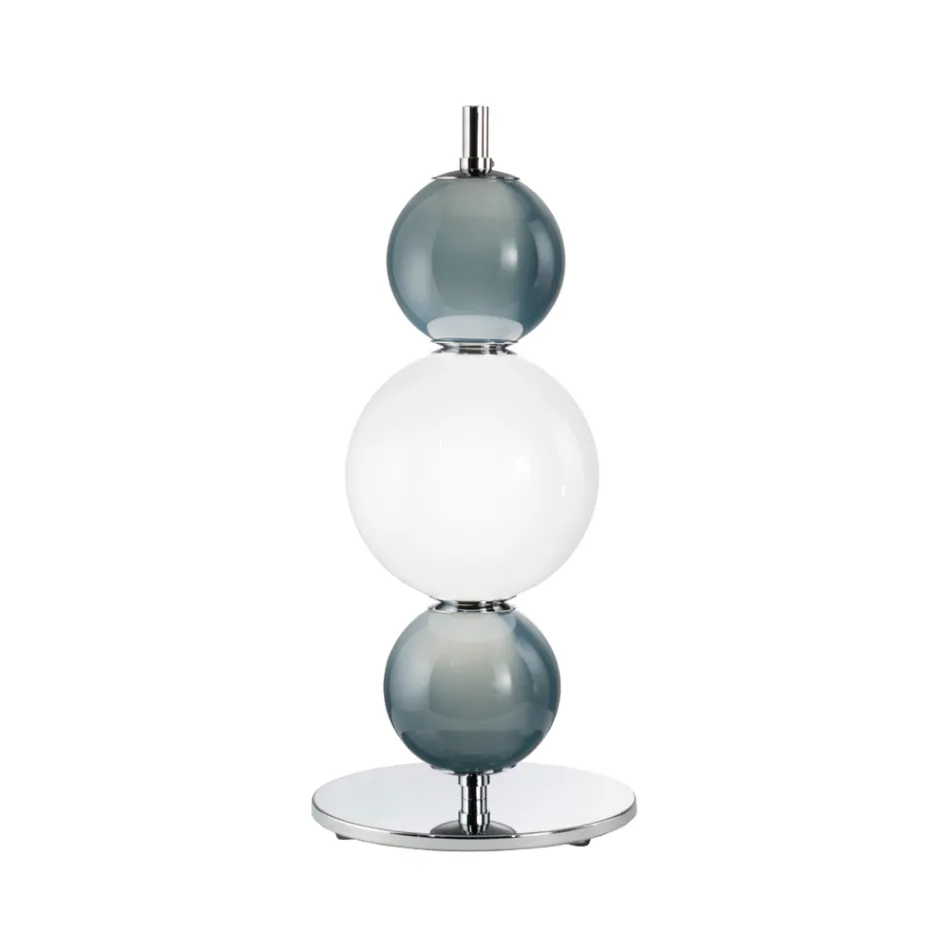 Luminária de mesa de três luzes em vidro e metal, fabricada na Itália - Lumira Viadurini