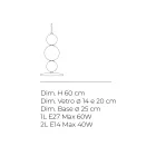 Luminária de mesa de três luzes em vidro e metal, fabricada na Itália - Lumira Viadurini