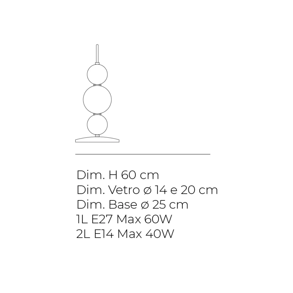 Luminária de mesa de três luzes em vidro e metal, fabricada na Itália - Lumira Viadurini