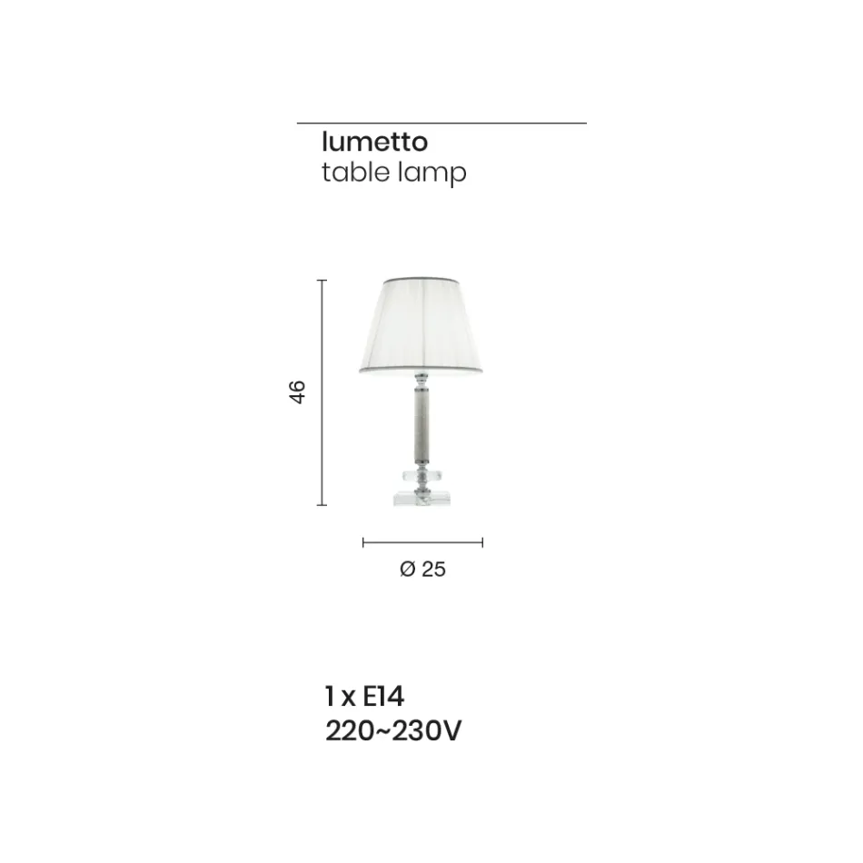 Candeeiro de Apoio Clássico em Metal Dourado, Cristal e Abajur - Similo Viadurini