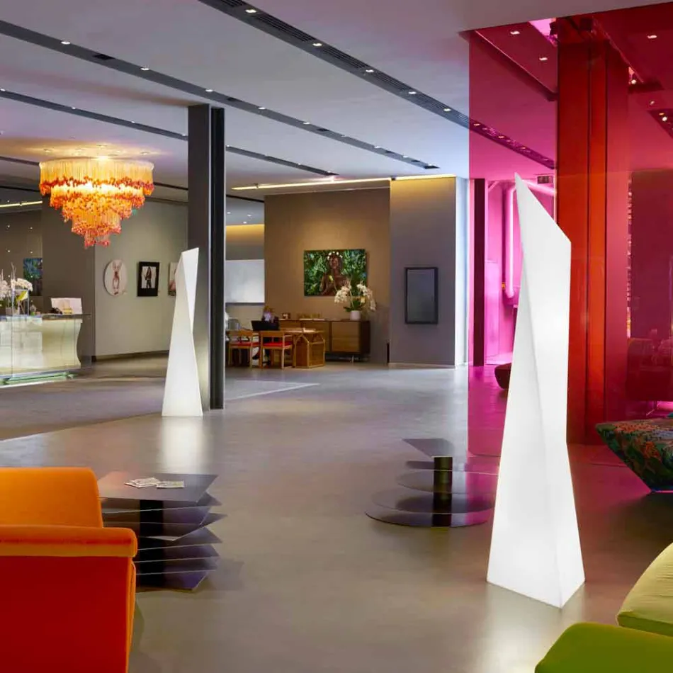 Lâmpada exterior Prisma Slide Manhattan branco luminoso fabricado na Itália Viadurini