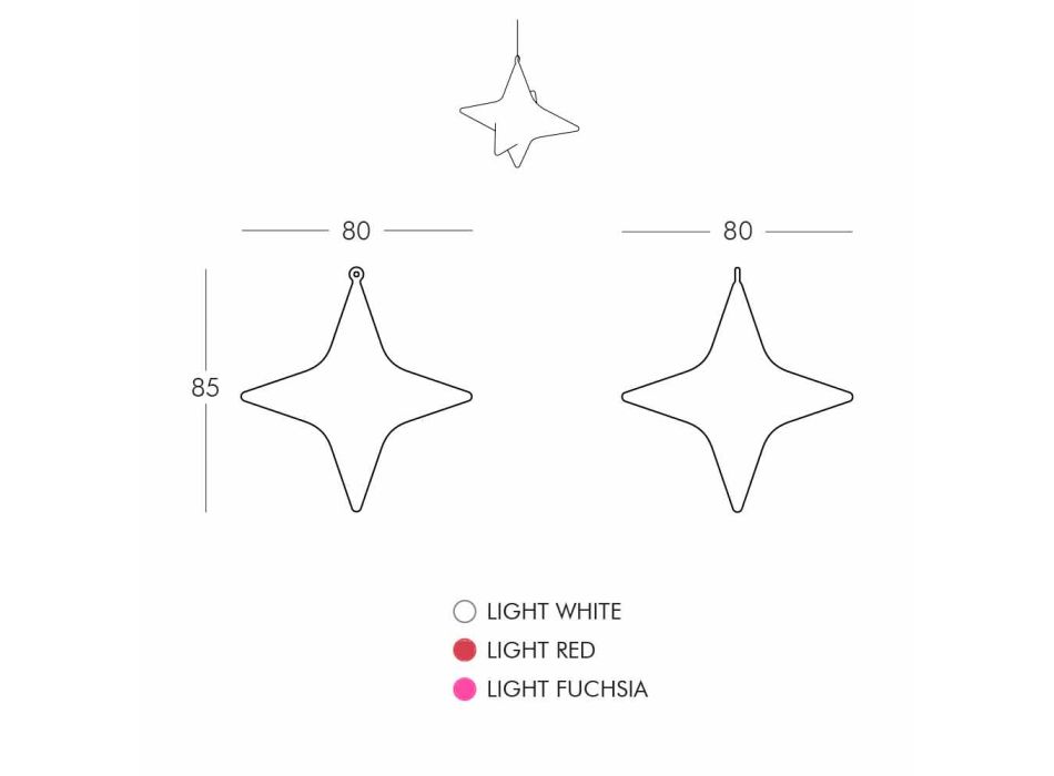 Lâmpada de suspensão LED em forma de estrela projetada por Slide - Sirio Viadurini