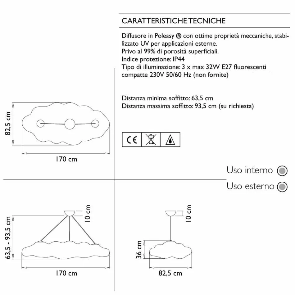 Candeeiro de Suspensão Outdoor Design em Polietileno - Nefos by Myyour Viadurini