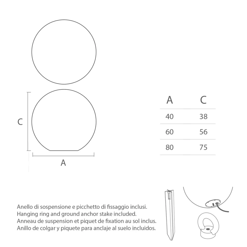 Lâmpada de exterior esférica em polietileno branco fabricada na Itália - Nelida Viadurini