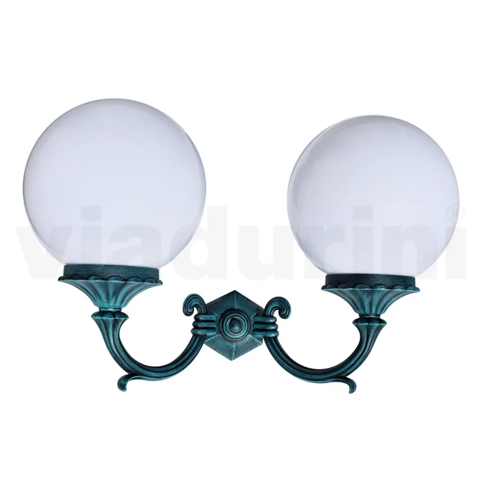 Candeeiro de Jardim com 2 Luzes Acrílicas e Estrutura em Alumínio - Trovanero Viadurini