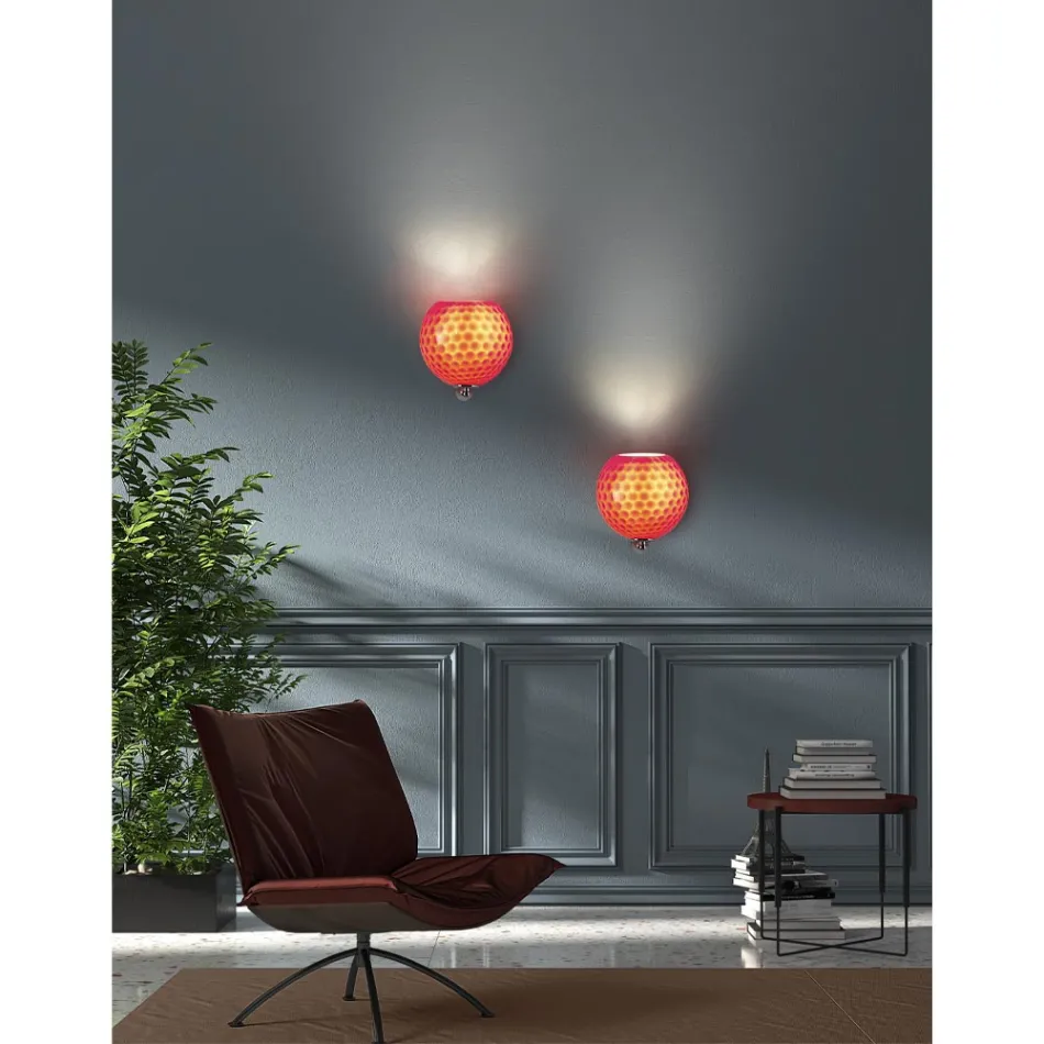 Candeeiro de parede artesanal em vidro soprado veneziano - Bolle Balloton Viadurini