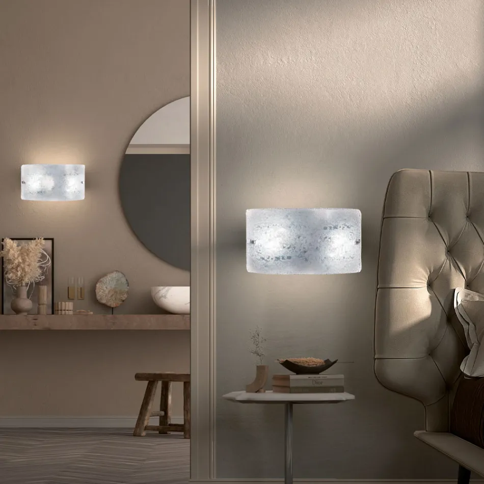 Candeeiro de parede artesanal em vidro veneziano fundido e decorado - Mary Viadurini