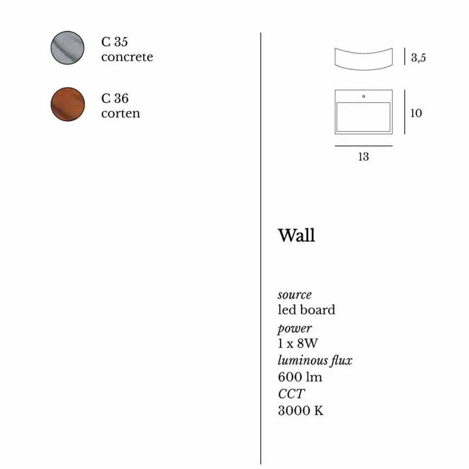Luminária de parede design moderno em aço Ø13xh.3,5xsp.10 cm Osea Viadurini