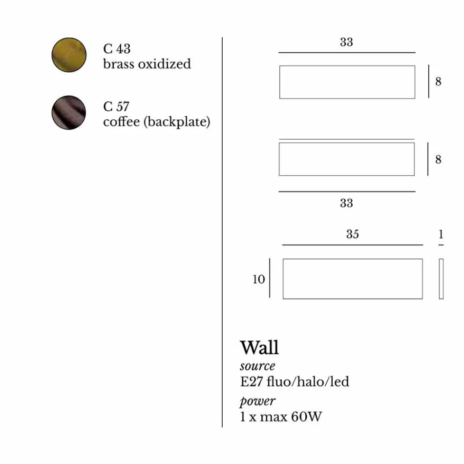 Luminária de parede design em latão e aço Ø35xh.10xsp.9 cm Harya Viadurini