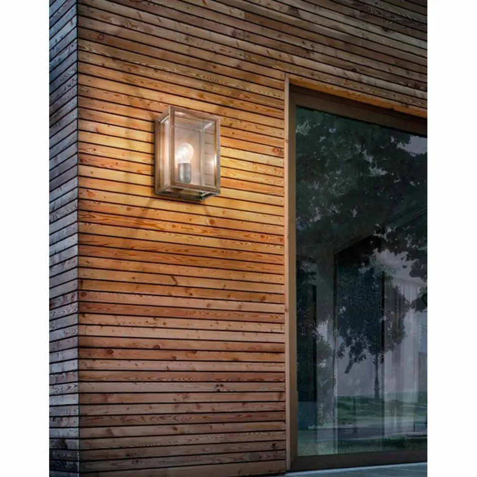 da grande lâmpada de parede em latão e painel de vidro Il Fanale Viadurini