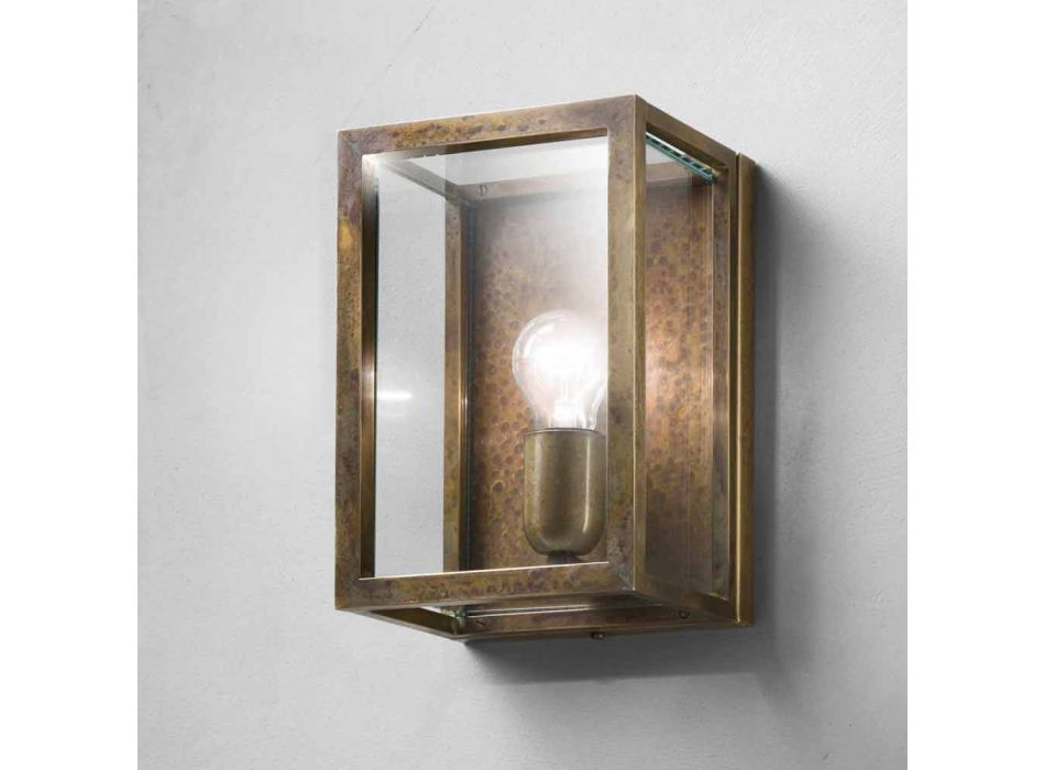 da grande lâmpada de parede em latão e painel de vidro Il Fanale Viadurini