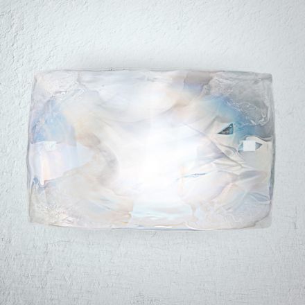 Candeeiro de parede de vidro de madrepérola fundido à mão em Veneza - Chrystal Viadurini