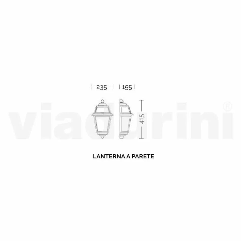 Lâmpada de parede para exterior clássico feito na Itália, alumínio Kristel Viadurini