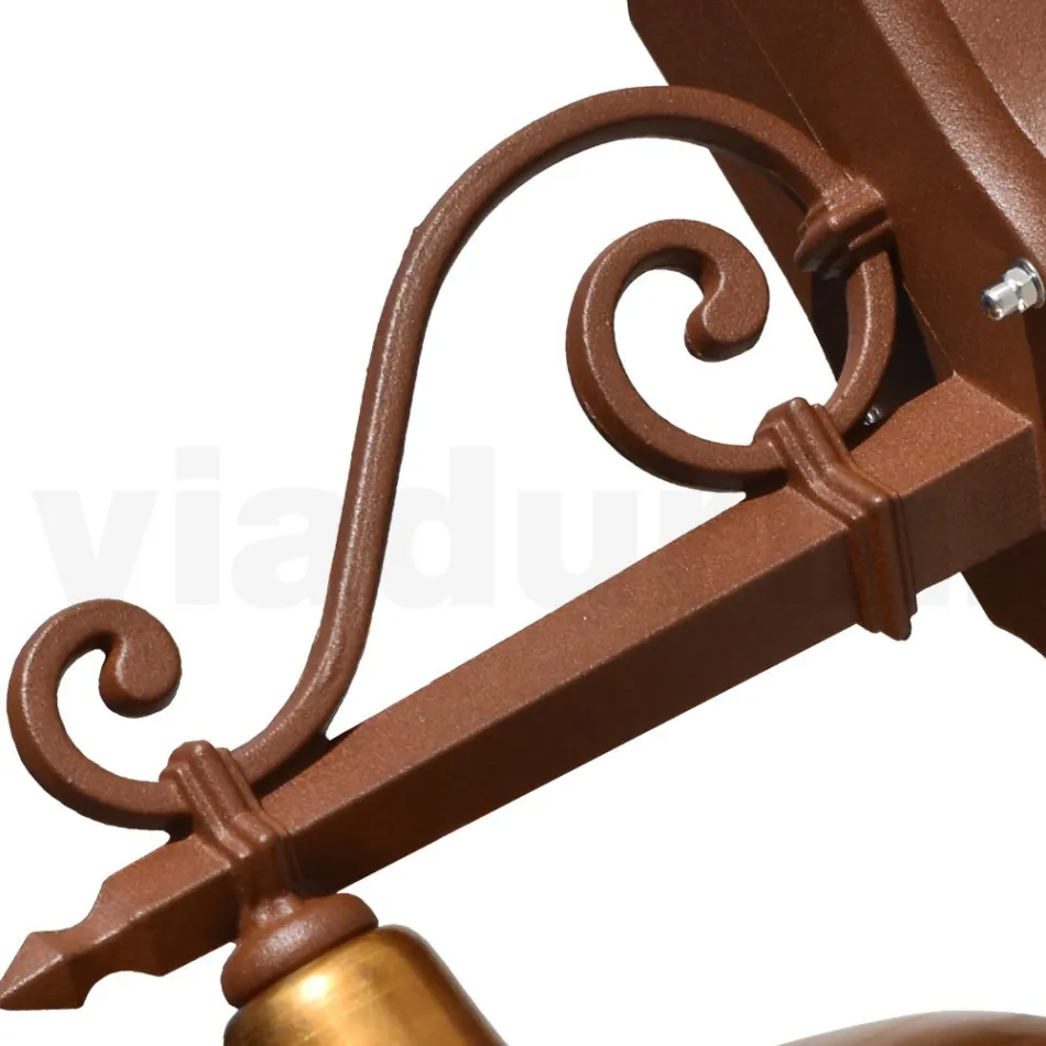 Candeeiro de parede exterior em alumínio e latão fabricado em Itália - Adela Viadurini