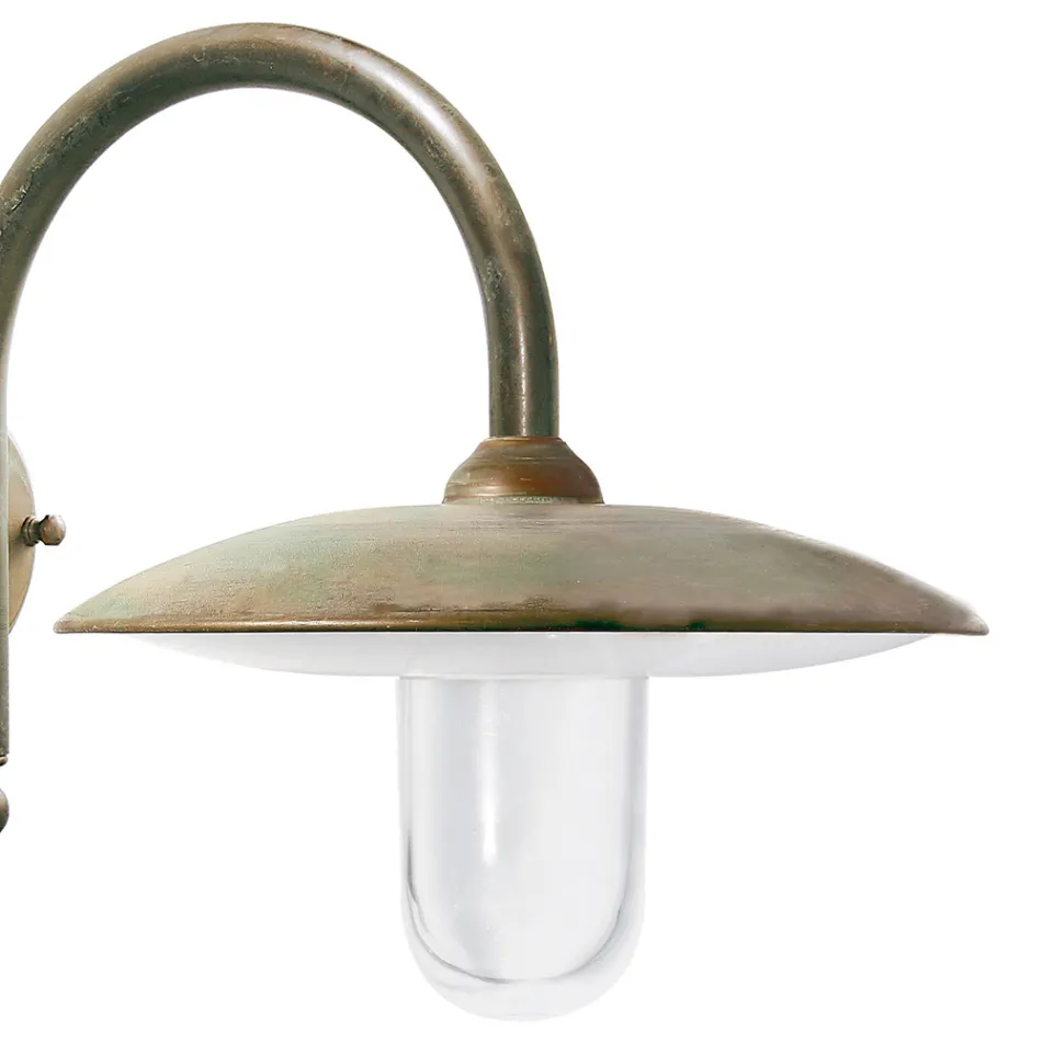 Luminária de parede externa vintage em latão e vidro transparente - Dragão Viadurini