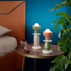 Candeeiro de mesa alto em cerâmica em 2 cores fabricado na Itália - Berimbau Viadurini