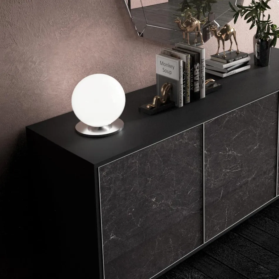 Candeeiro de mesa artesanal em vidro veneziano branco soprado - neve Viadurini