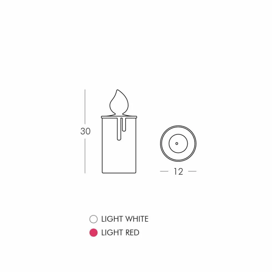 Candeeiro de mesa com vela luminosa branca ou vermelha Design by Slide - Fiammetta Viadurini