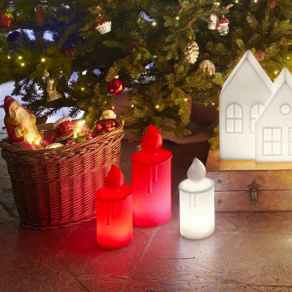 Candeeiro de mesa com vela luminosa branca ou vermelha Design by Slide - Fiammetta Viadurini