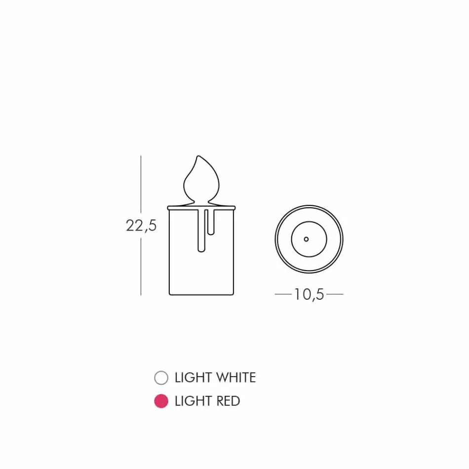 Candeeiro de mesa com vela luminosa branca ou vermelha Design by Slide - Fiammetta Viadurini