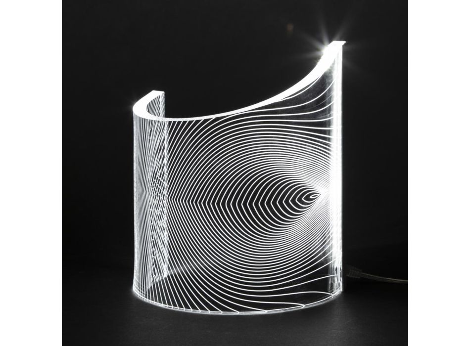 Candeeiro de mesa de cristal acrílico design curvo decoração laser - Ithan Viadurini