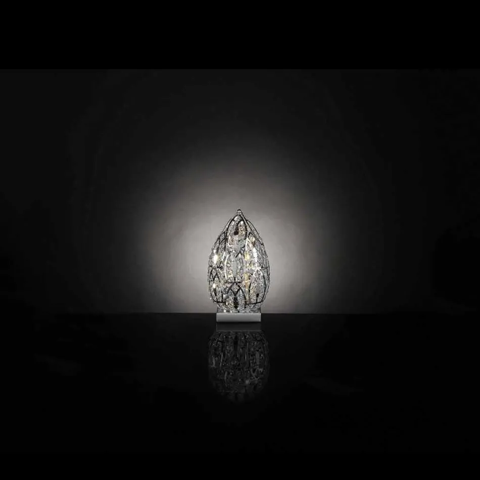 Candeeiro de mesa de design em cristal e aço Egg Egg Viadurini
