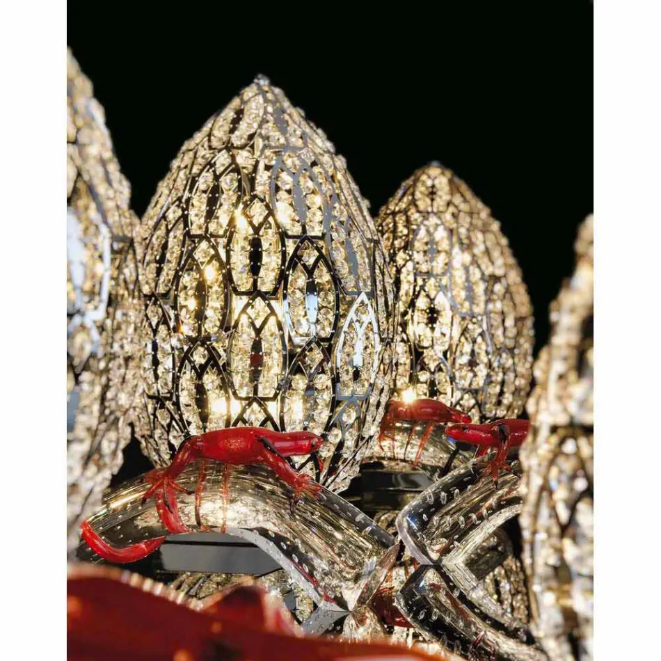 Candeeiro de mesa de design em cristal e aço Egg Egg Viadurini