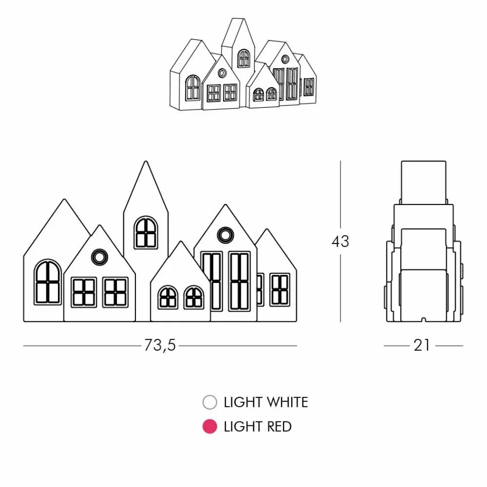 Candeeiro de mesa de design com corrediça de design de casas de led branco ou vermelho - Kuusi Viadurini