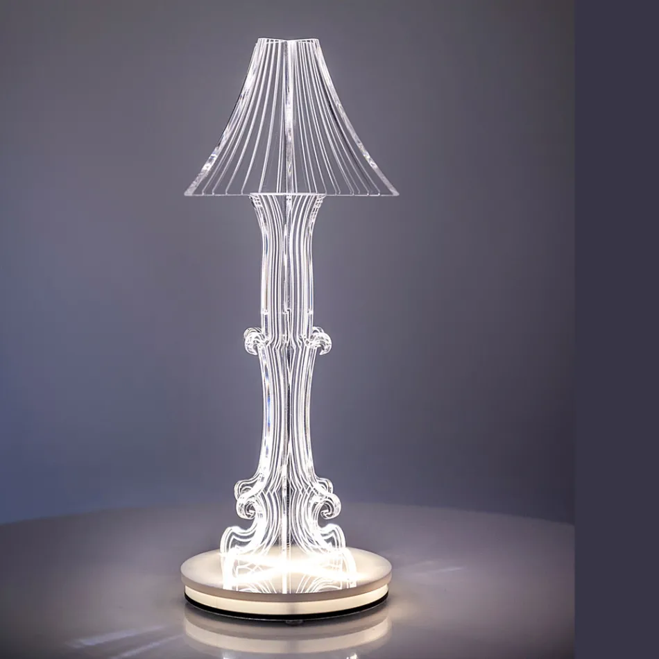 Luminária de mesa Aurel em acrílico, disponível em dois tamanhos, fabricada na Itália. Viadurini