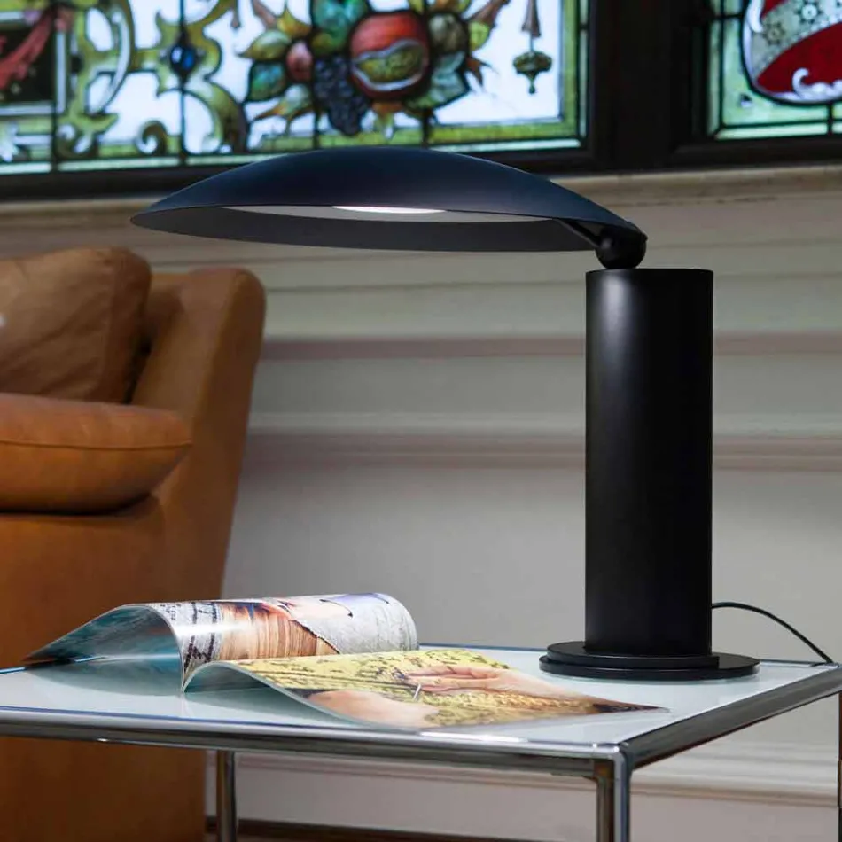 Abajur em Chrome ou Black Metal com LED Made in Italy - Orlando Viadurini