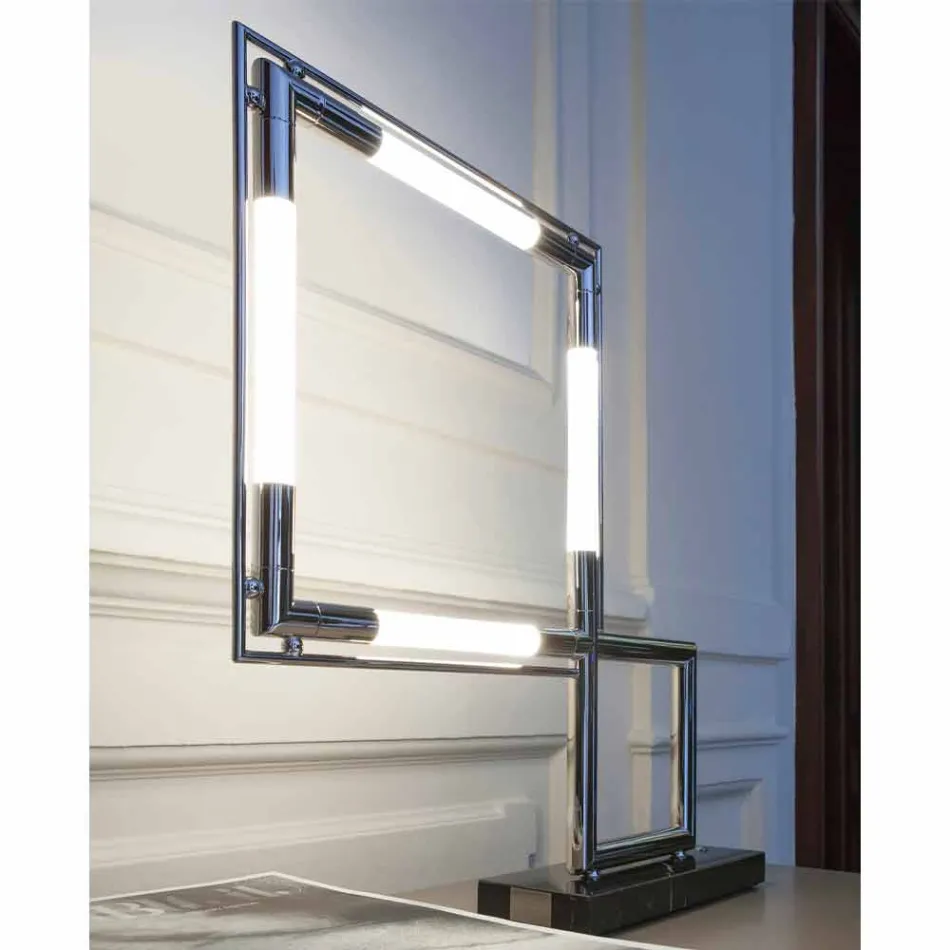 Abajur em Latão e Resina com Base em Mármore Made in Italy - Quizza Viadurini