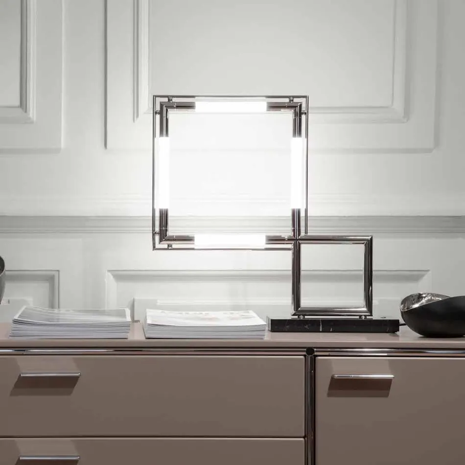 Abajur em Latão e Resina com Base em Mármore Made in Italy - Quizza Viadurini